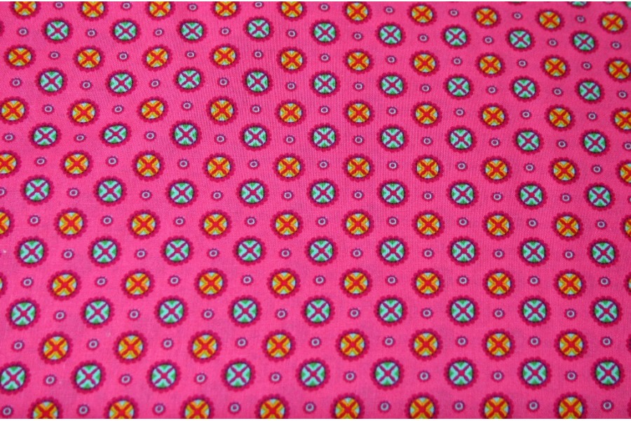 10cm Baumwolldruck "Jette" pink   (Grundpreis € 10,00/m)